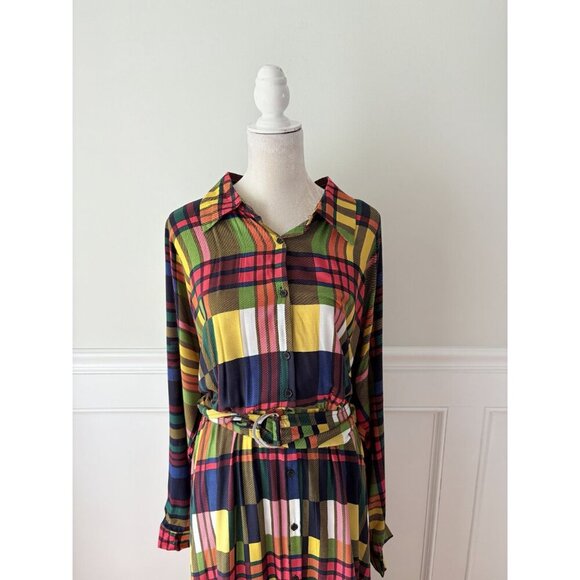 Eien USA Colorful Plaid Maxi Dress Plus 2X NWOT - Picture 4 of 7